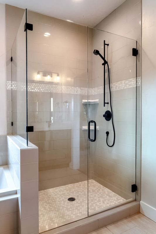 Walk-in Shower with Black Hardware